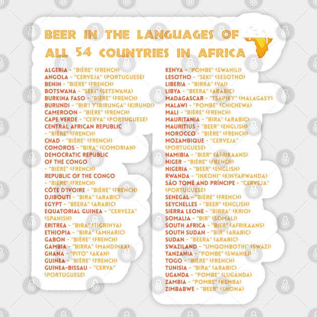 Beer In The Languages Of All 54 Countries Africa | African Explorer | Beer Dad | Nou Gaan Ons Braai | Fathers Day Sticker by BraaiNinja